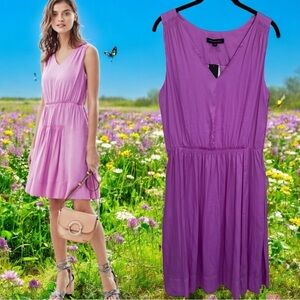 NEW Banana Republic Magenta Shirred Goddess Dress Spring‎ Summer Fairy Garden 10